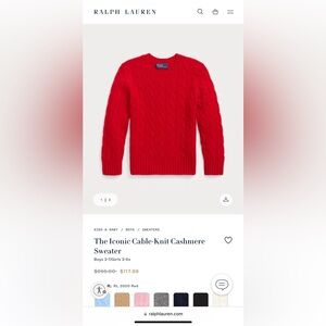 Red Childs Ralph Lauren cable knit sweater